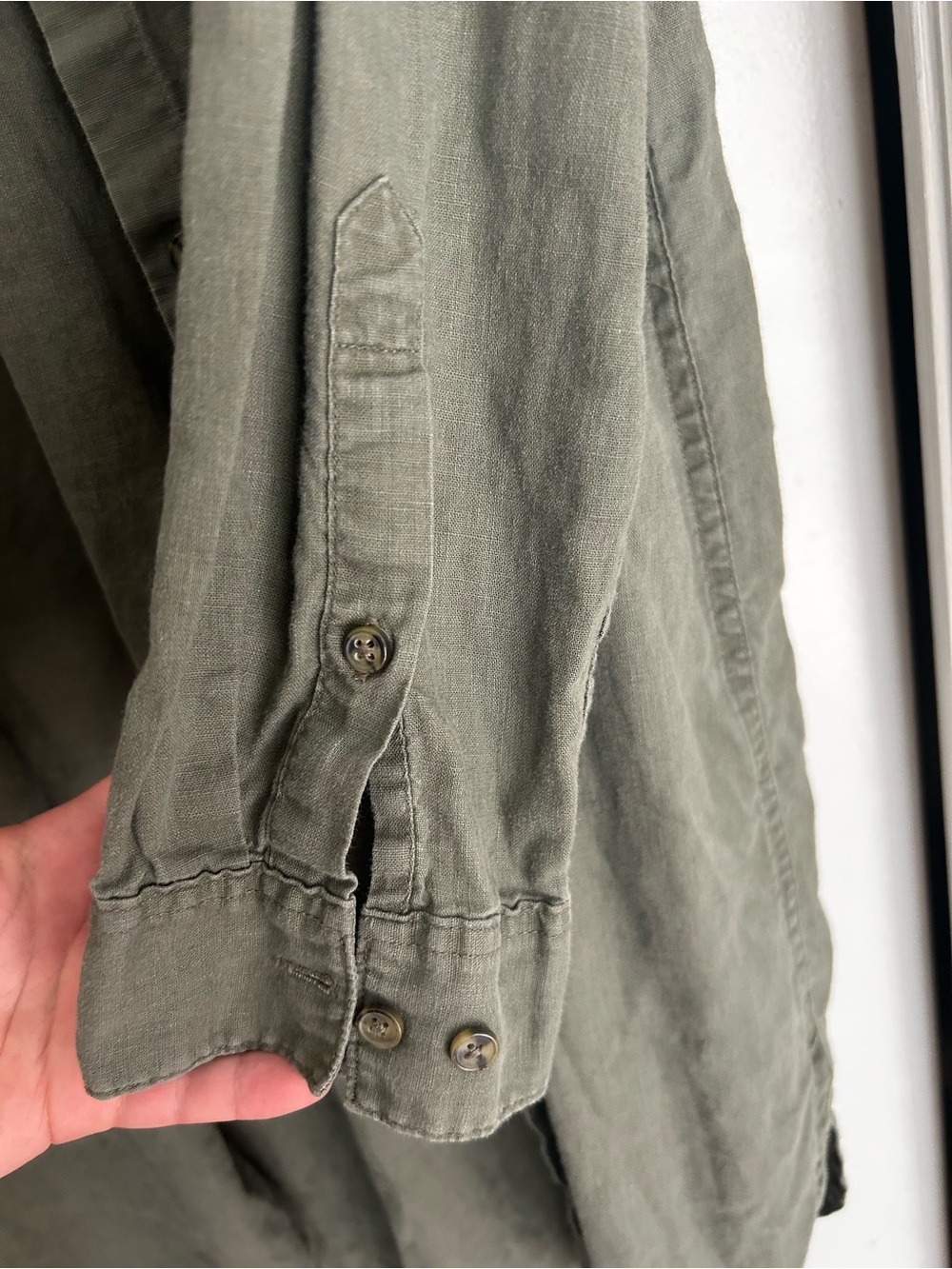 Olive Green Long Button-Up Women’s Shirt - Picture 4 of 11